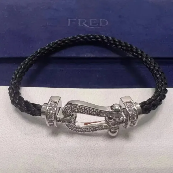 Fred Force 10 Diamond-Set Black Braided Bracelet - 1