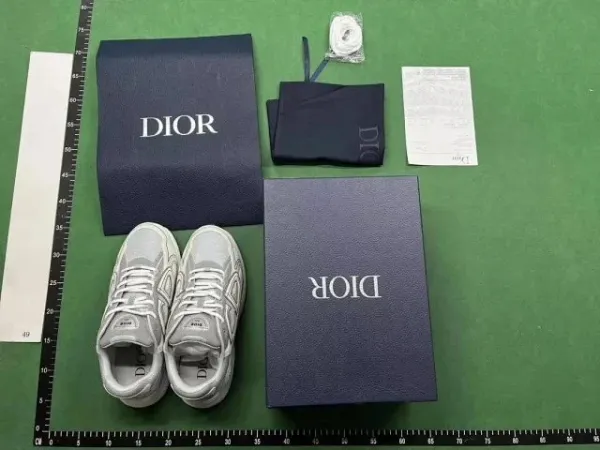 Dior B23 Low Gray Mesh Sneakers - 4