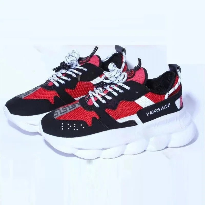 Versace Chain Reaction Sneakers Beige Brown Burgundy Chunky Sneakers - 10