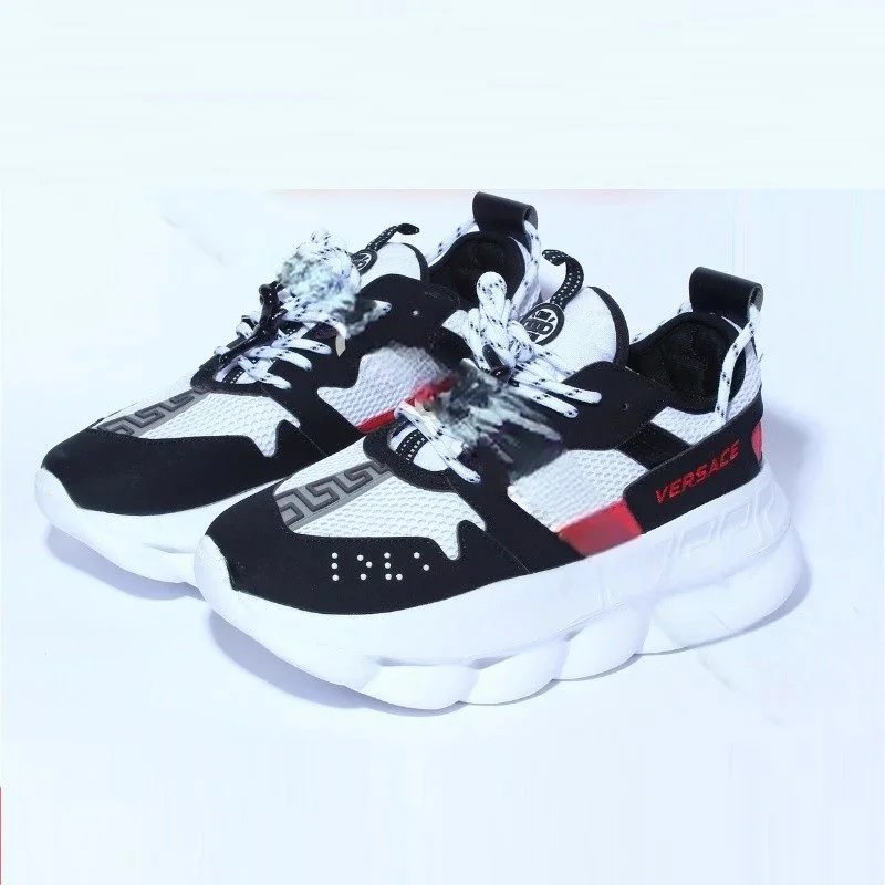 Versace Chain Reaction Sneakers Beige Brown Burgundy Chunky Sneakers - 6