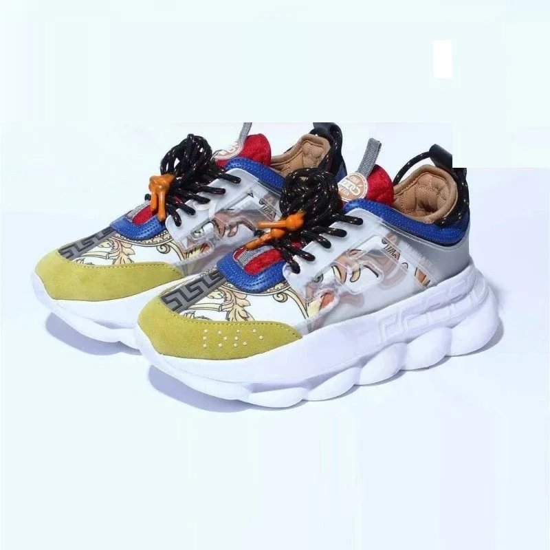 Versace Chain Reaction Sneakers Beige Brown Burgundy Chunky Sneakers - 8