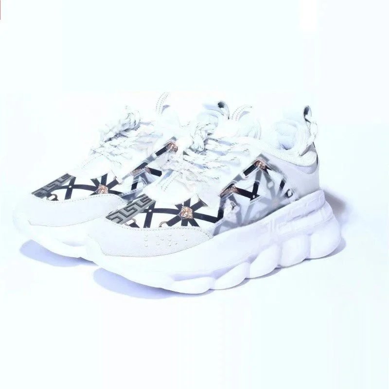Versace Chain Reaction Sneakers Beige Brown Burgundy Chunky Sneakers - 11