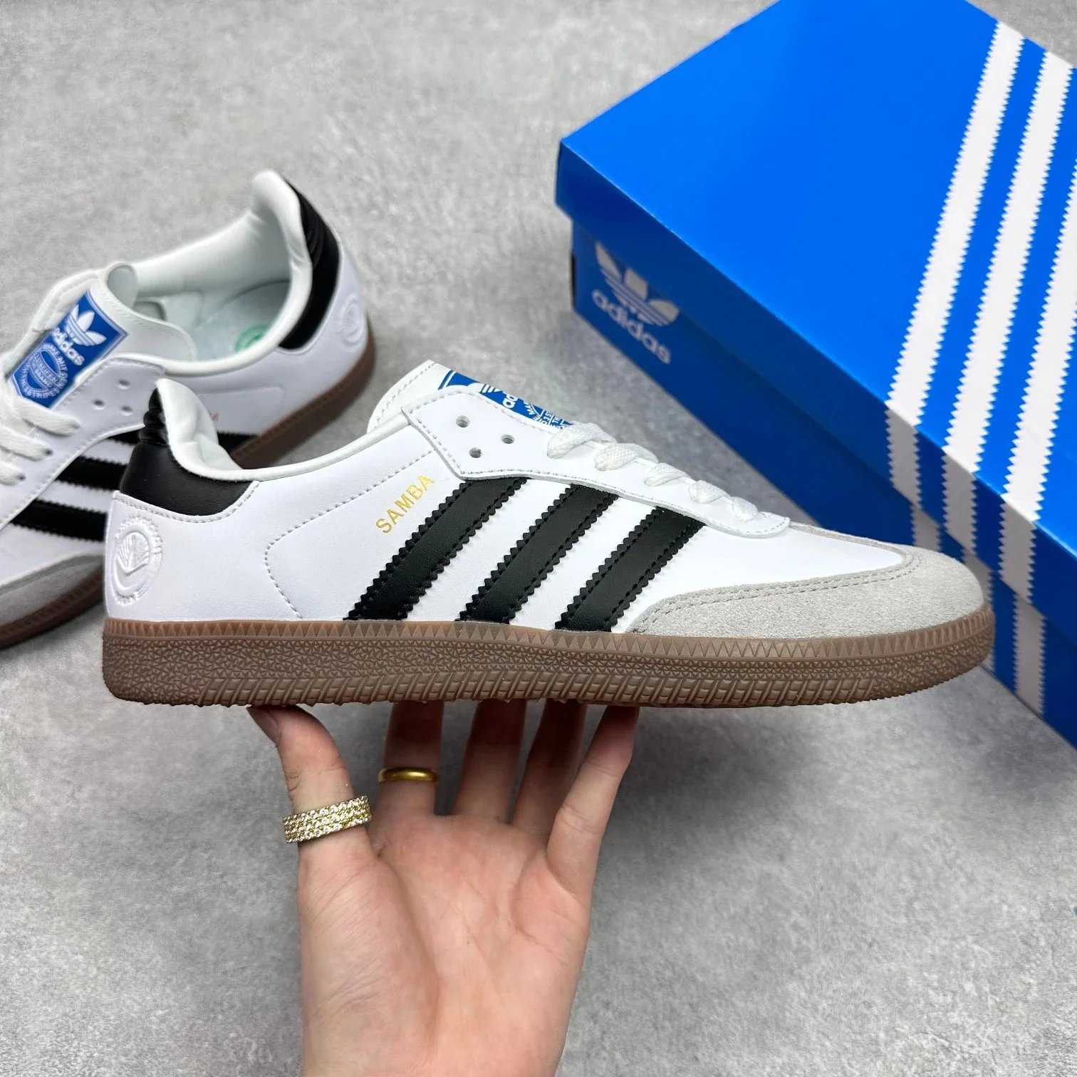 Adidas Samba OG Black/White/Amber Gum Sneakers - 9
