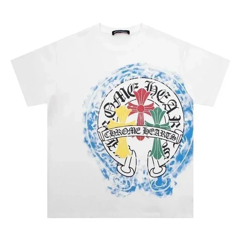 Chrome Hearts Horseshoe Logo Light Blue T-Shirt - 12
