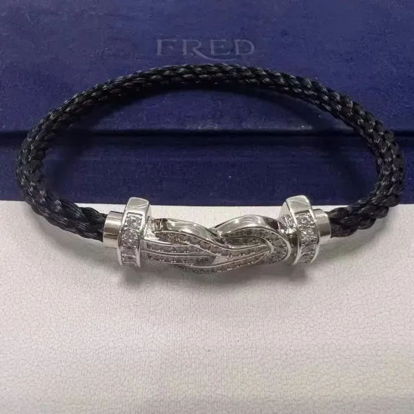 Fred Force 10 Diamond-Set Black Braided Bracelet - 1