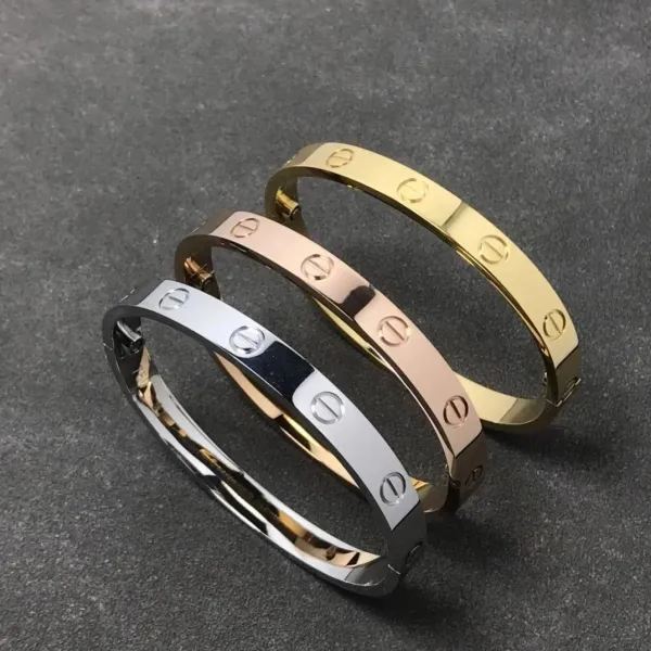 Cartier Love Bracelet Trio in Gold, Rose Gold, and Silver with Diamonds - 7