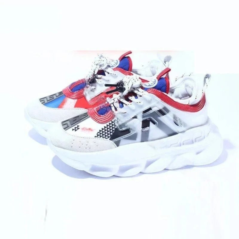 Versace Chain Reaction Sneakers Beige Brown Burgundy Chunky Sneakers - 7