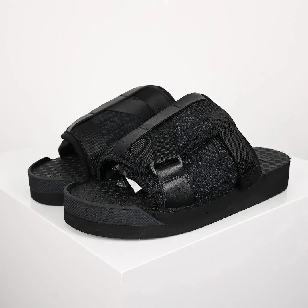 Dior B23 Oblique Slide Black and Beige Sandals - 5