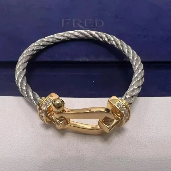 Fred Force 10 Diamond-Set Yellow Gold and Steel Bracelet - 1