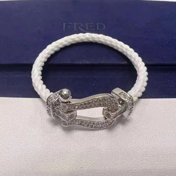 Fred Force 10 White Rope Bracelet with Pavé Diamonds - 1