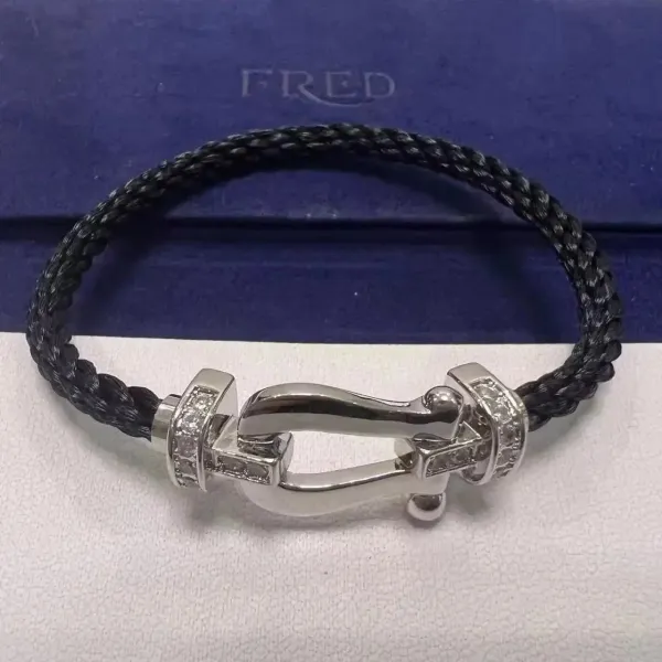 Fred Force 10 Diamond-Set Black Braided Bracelet - 1