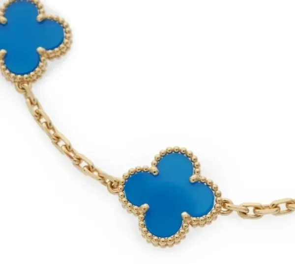 Van Cleef & Arpels Alhambra Motif Blue Chalcedony Gold Bracelet - 1