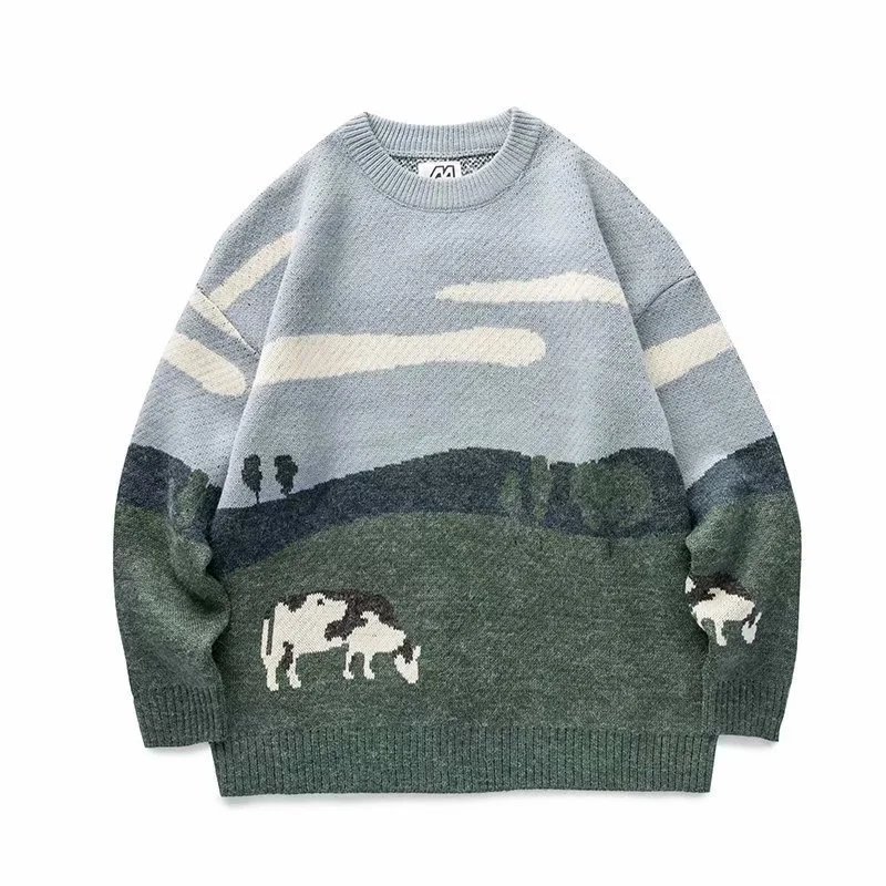 Vintage Crew Neck Knit Sweater Unisex
