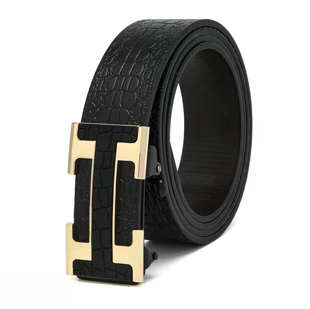 Golden buckle black belt