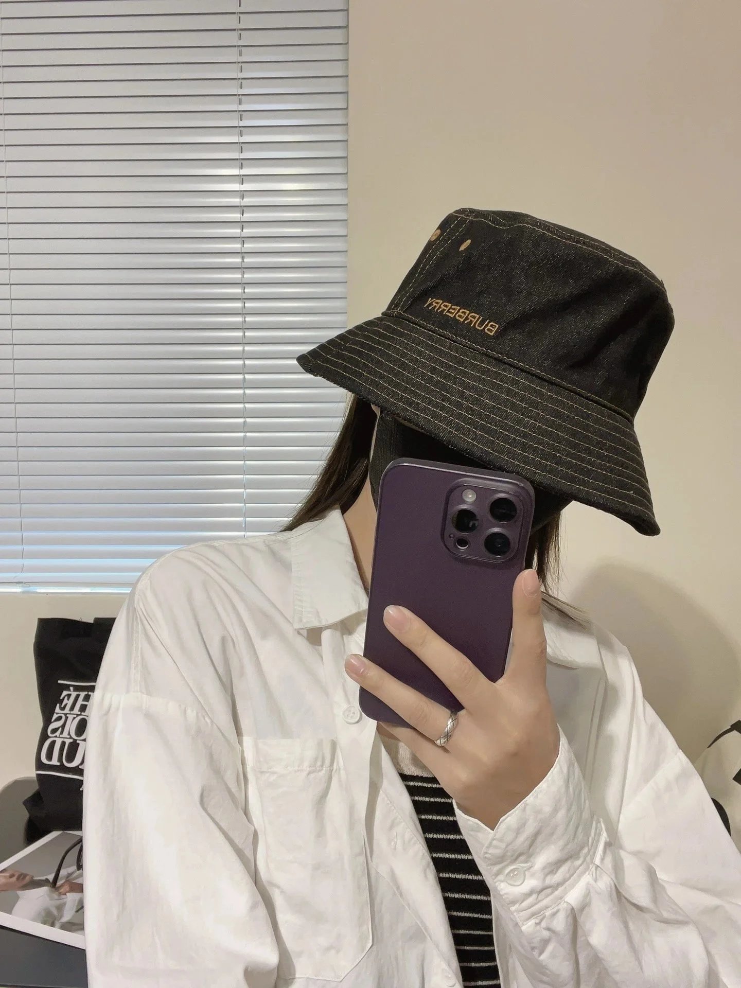 Burberry Denim Bucket Hat Black - 1
