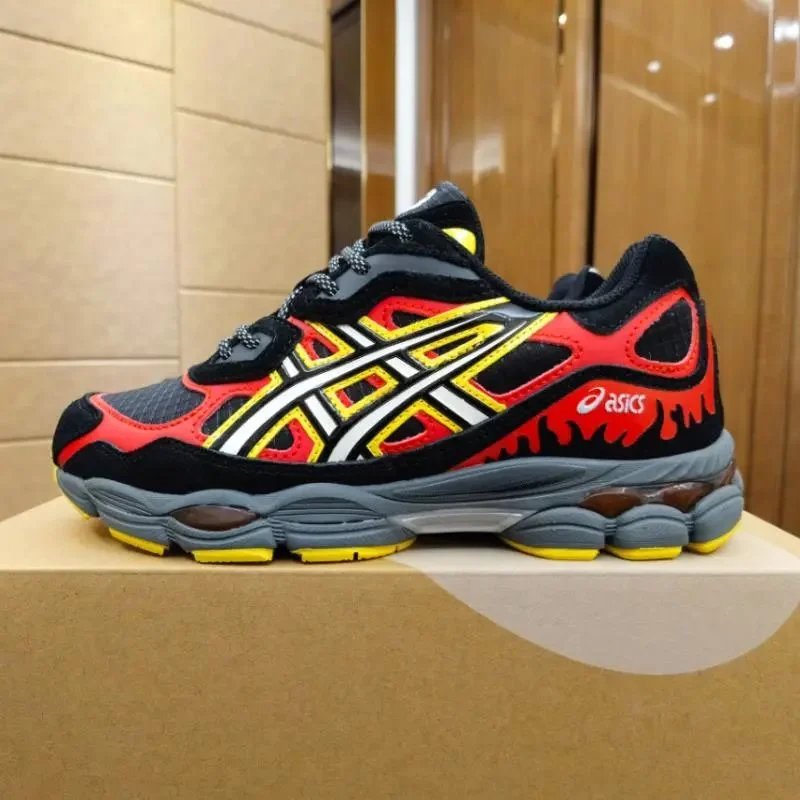 Asics Gel-Kayano 14 Silver Black Yellow Running Shoes - 9