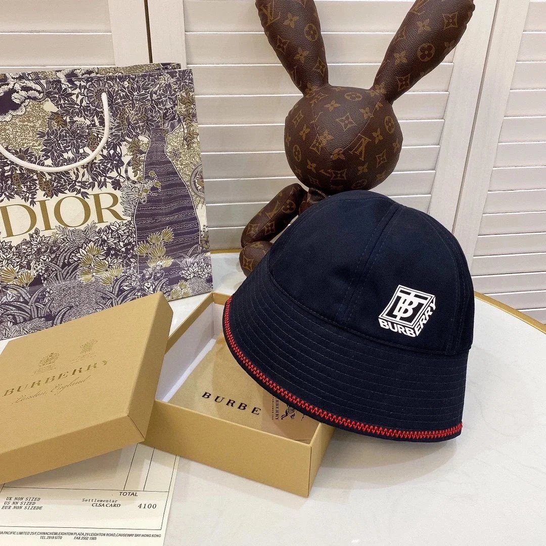 Burberry Monogram Rabbit Bucket Hat Navy - 1
