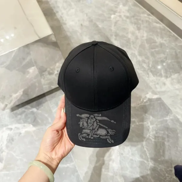 Burberry Equestrian Knight Embroidered Black Baseball Cap - 1