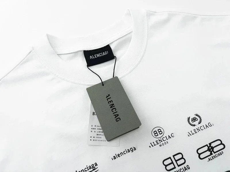 Balenciaga Logo Archive Print Black T-Shirt - 5