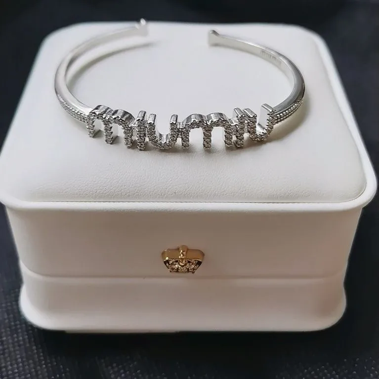 Miu Miu Logo-Embellished Crystal Cuff Bracelet Silver - 6