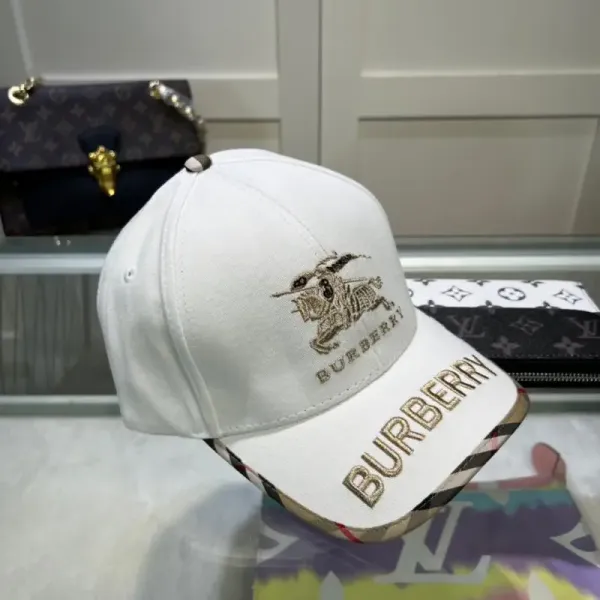 Burberry Equestrian Knight Embroidered Baseball Cap White - 1