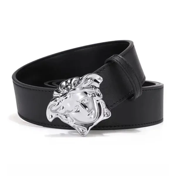 Versace Medusa Head Black Leather Belt - 1
