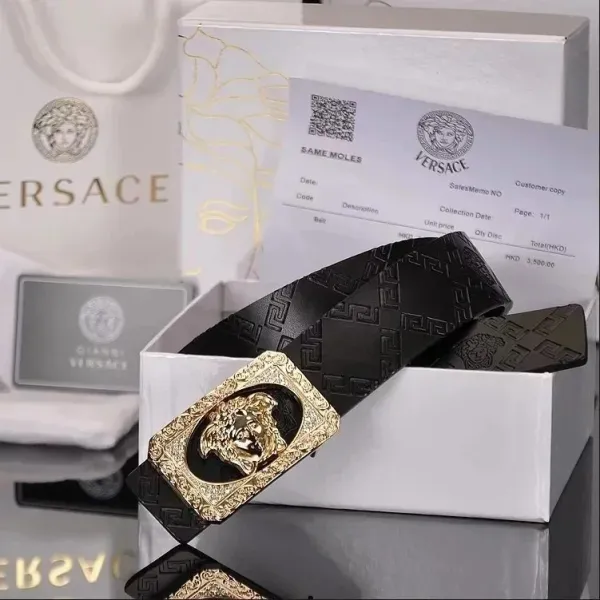 Versace Medusa Head Buckle Leather Belt Black - 1