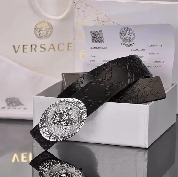 Versace Medusa Head Belt Brown Leather with Gold-Tone Buckle - 8