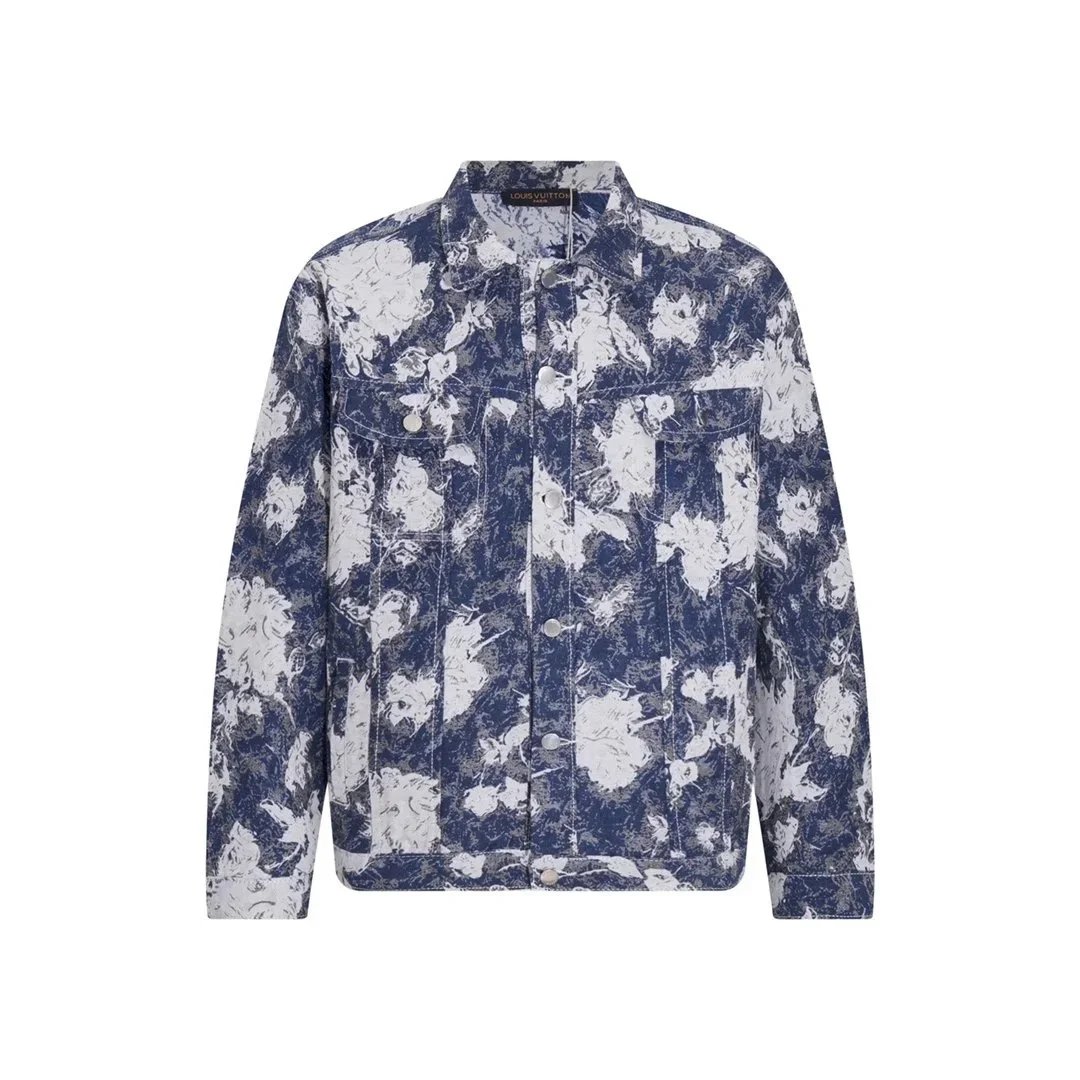 Louis Vuitton Floral Print Denim Jacket Navy - 1