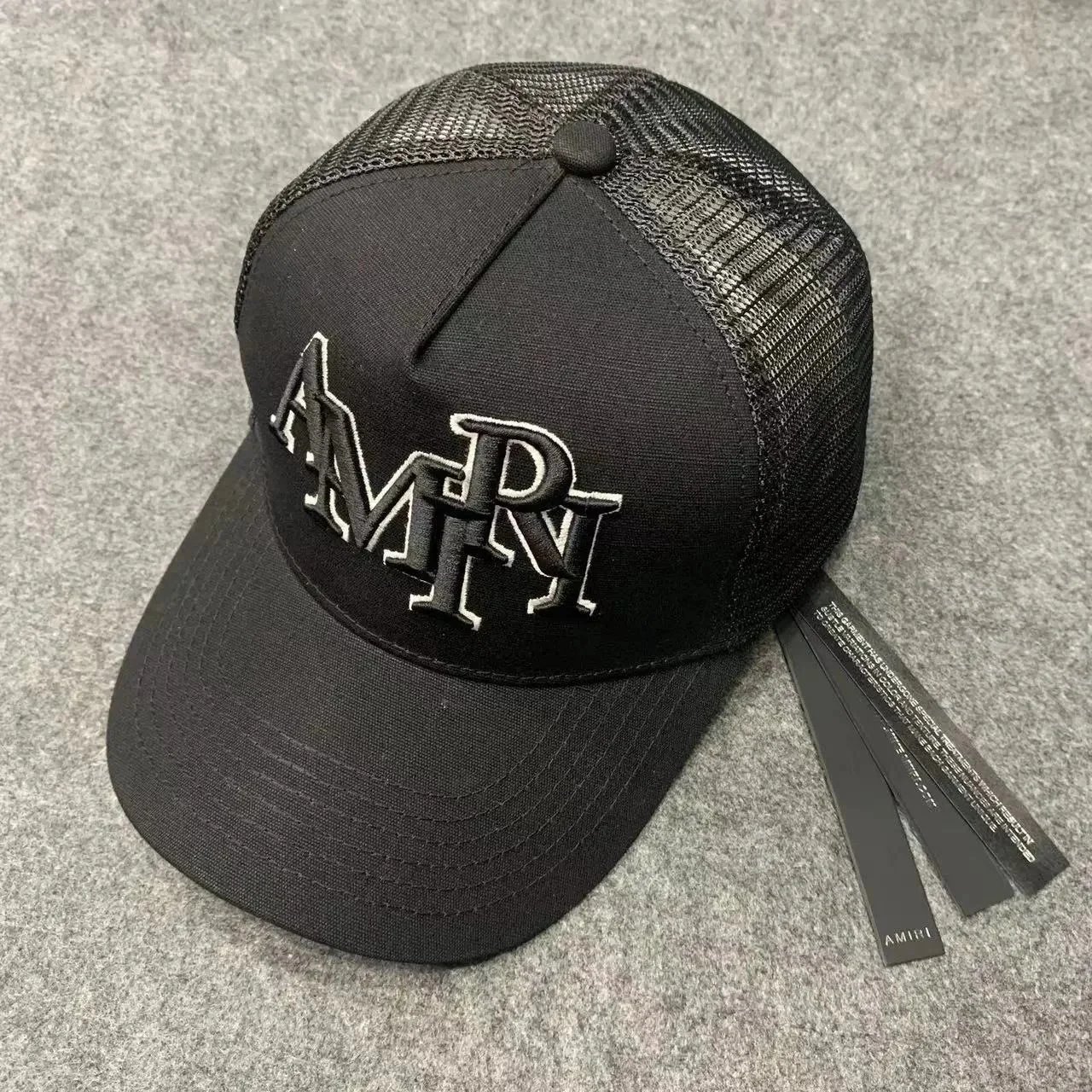 Amiri Logo Embroidered Mesh Back Baseball Cap Black - 8