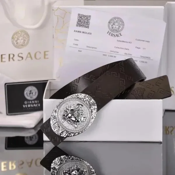 Versace Medusa Head Belt Brown Leather with Gold-Tone Buckle - 10