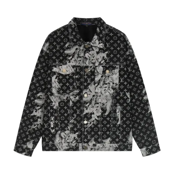 Louis Vuitton Monogram Floral Denim Jacket Black - 1
