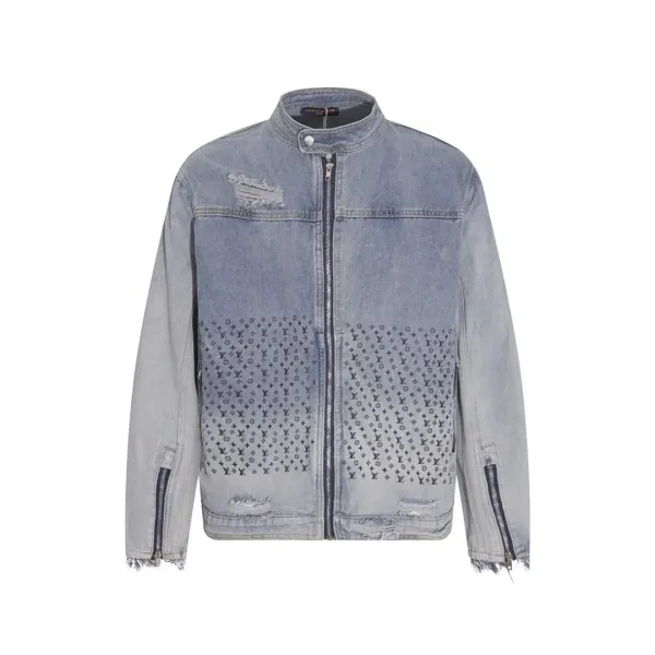 Louis Vuitton Monogram Denim Biker Jacket Light Blue - 1