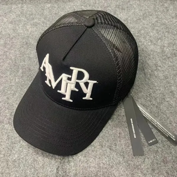 Amiri Logo Embroidered Mesh Back Baseball Cap Black - 1