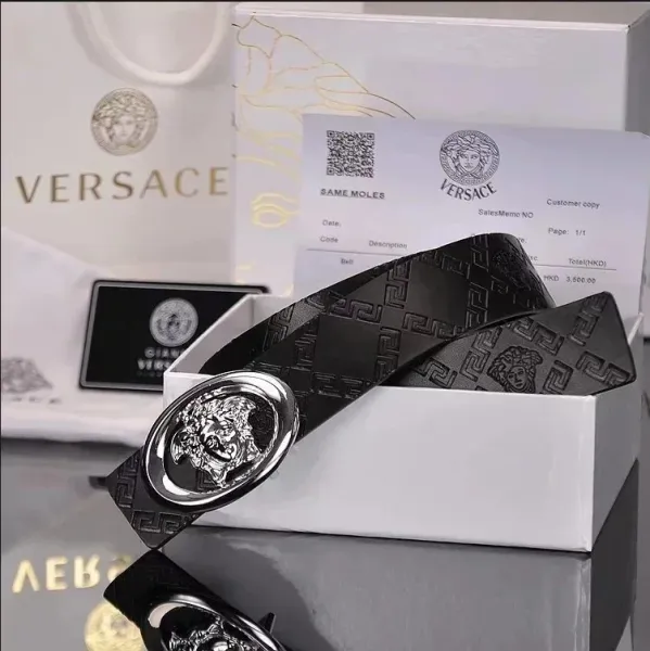 Versace Medusa Head Belt Brown Leather with Gold-Tone Buckle - 9
