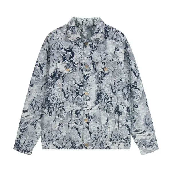 Off-White Distorted Floral Denim Jacket Multicolor - 1