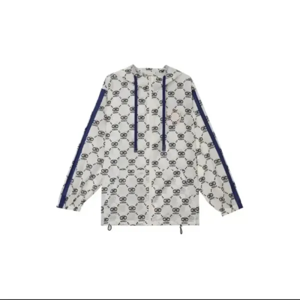 Gucci GG Marmont Print Windbreaker White with Navy Trim - 1