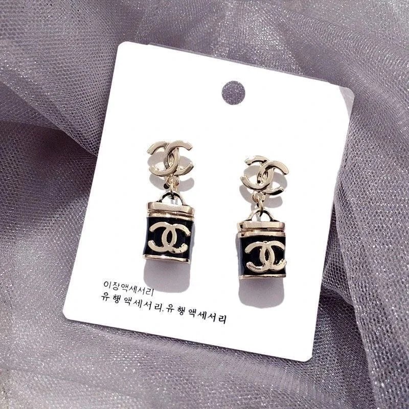 Chanel CC Logo Barrel Drop Earrings [2 styles]