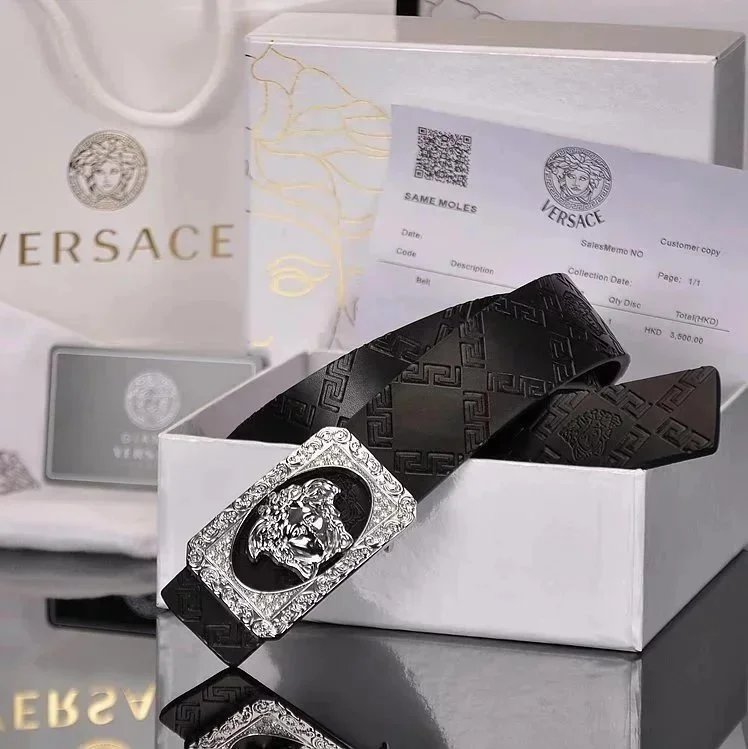 Versace Medusa Head Buckle Leather Belt Black - 1