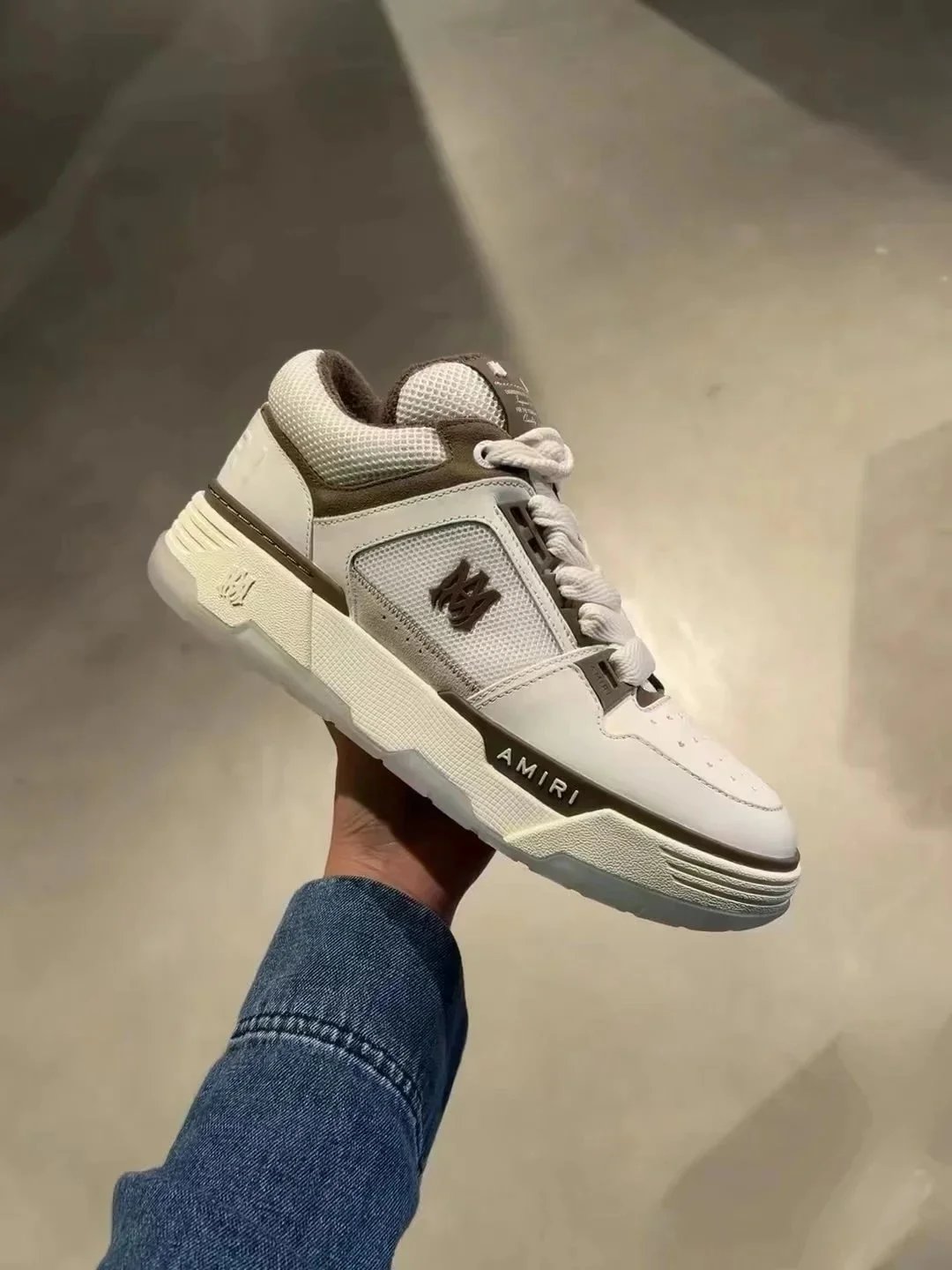 Amiri MC-1 Low White Gray Mesh Sneakers - 4