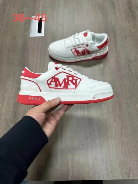 Amiri AMIRI Logo Panel White and Red Low-Top Sneakers - 1