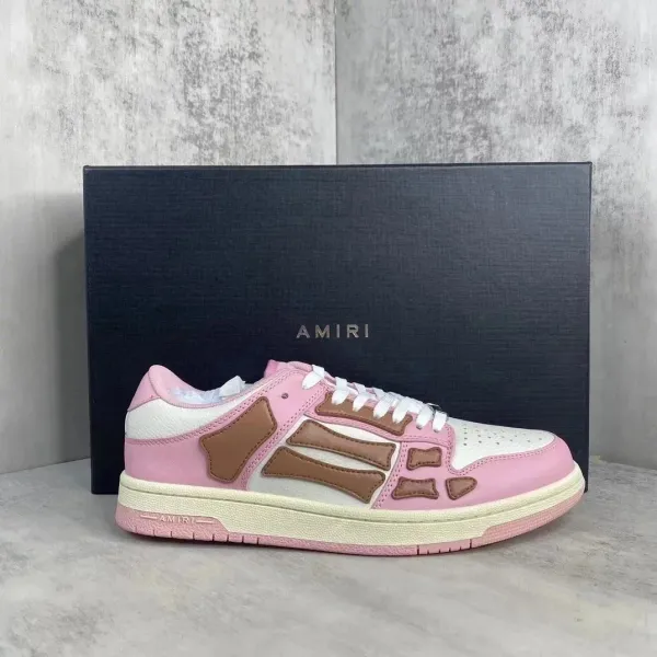 Amiri Bone Low Pink Brown White Sneakers - 1