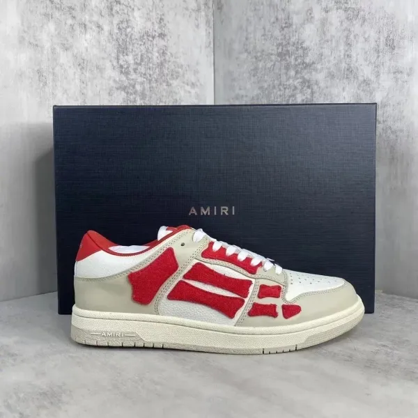 Amiri Bone Low Red and Beige Sneakers - 1