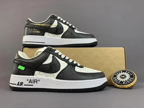 Louis Vuitton x Nike Air Force 1 Low Black and White Monogram Sneakers - 1