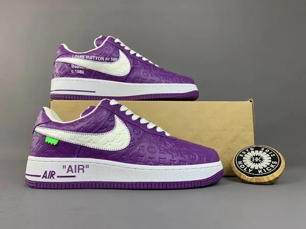 Louis Vuitton x Nike Air Force 1 Low Purple Monogram Sneakers - 1