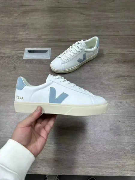 Veja Campo White and Light Blue Sneakers - 1