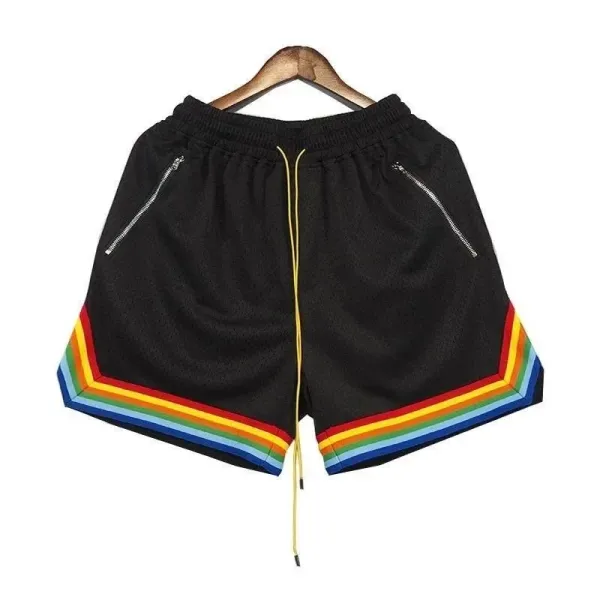 Design Rainbow Trim Mesh Shorts Black - 1