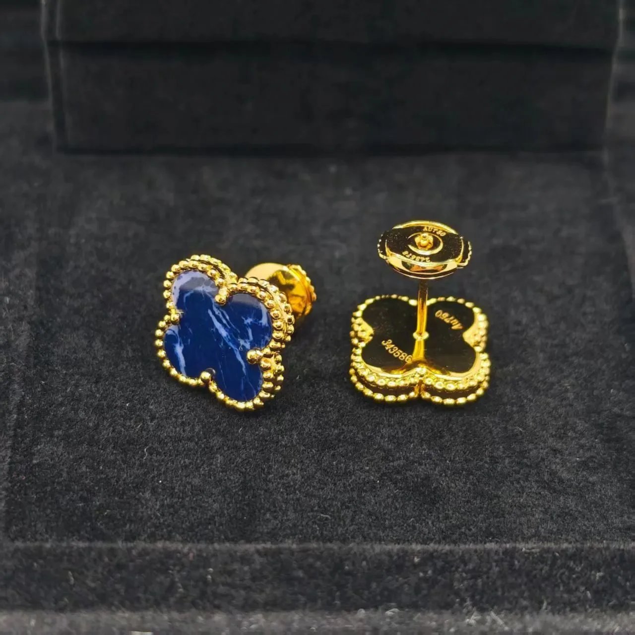 Van Cleef & Arpels Alhambra Blue Lapis Lazuli Earrings - 1