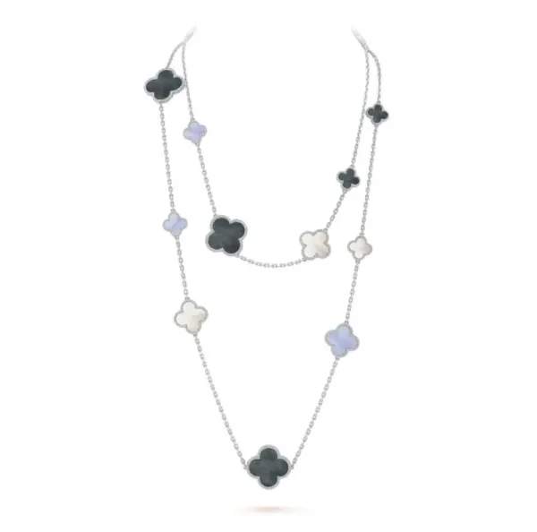 Van Cleef & Arpels Alhambra Four-Leaf Clover Mother-of-Pearl and Diamond Pendant Necklace - 2