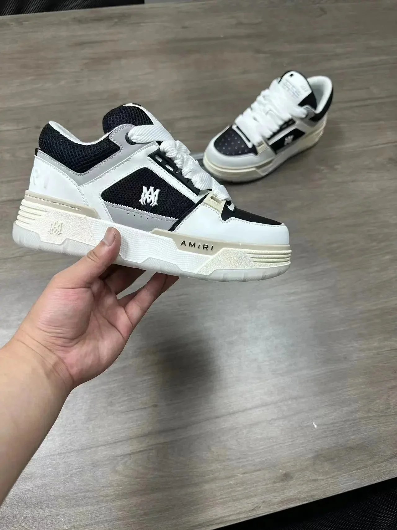 Amiri MC-1 Low White Gray Mesh Sneakers - 8